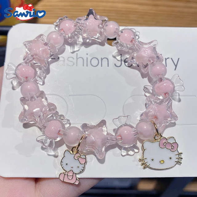 Sanrio Hello Kitty Beads Bracelets Bangle Cinnamoroll Kuromi Accessories Hello  Kitty Things Bangle Sweet Y2K Kawaii Melody Gifts - AliExpress